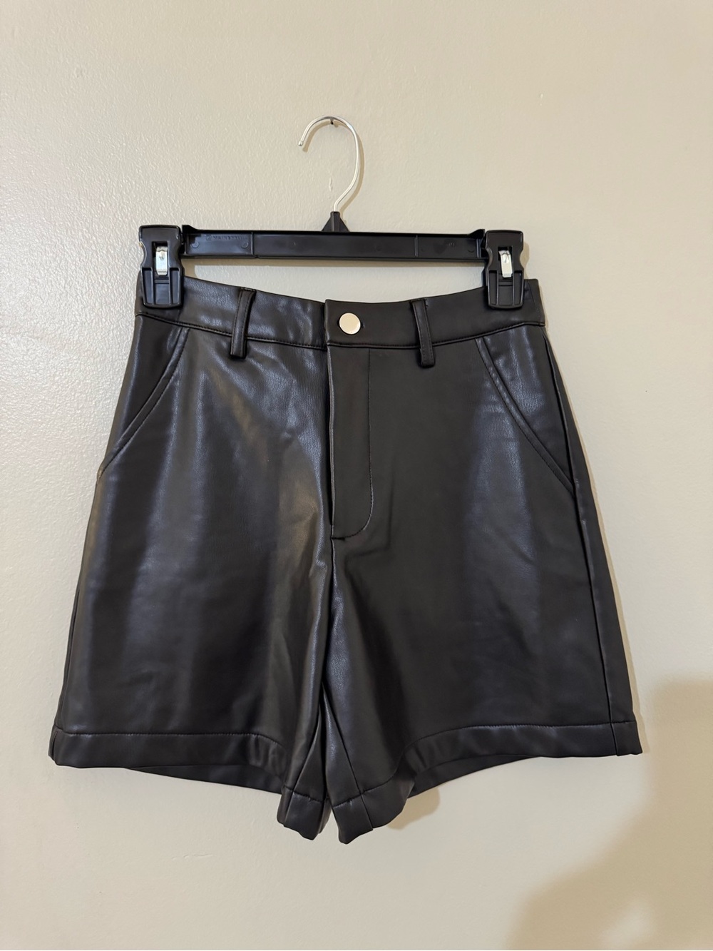 Forever 21 Black Faux Leather High-Rise Shorts